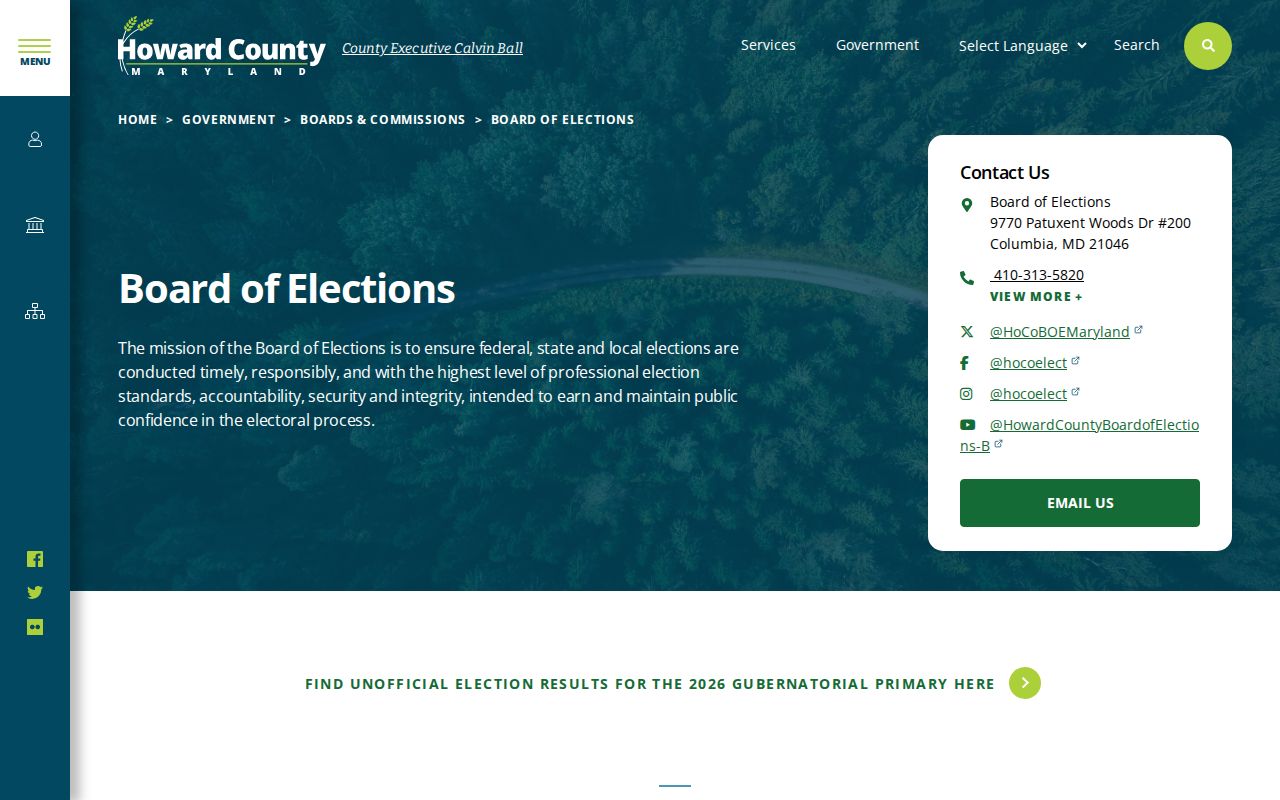 North Laurel voter registration services at Howard County elections office